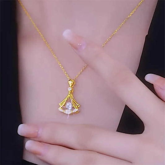 Elegant 24K Gold-Plated Fan Necklace